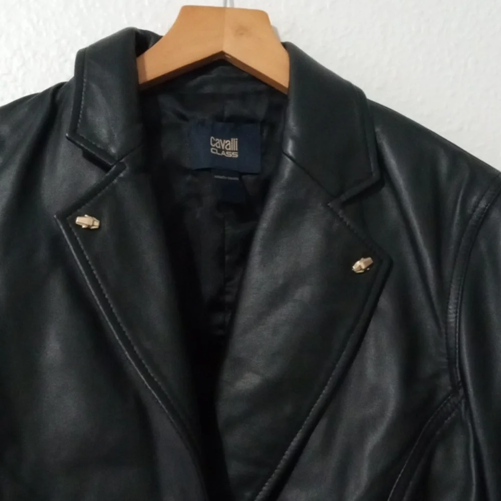 Cavalli Class Leather Jacket - Picture 4 of 13